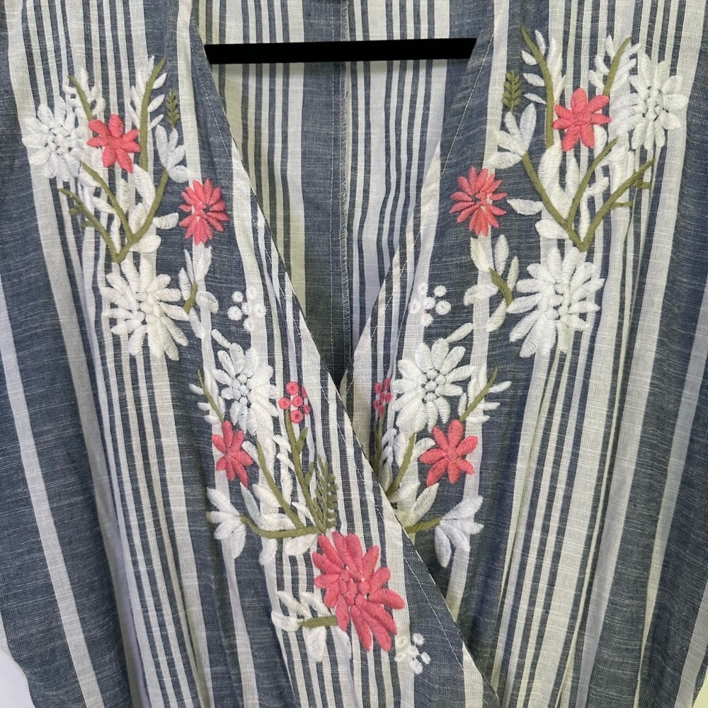 Kareena’s Striped Embroidered Tassel 100% Cotton Jumpsuit Size Large - Picture 5 of 7